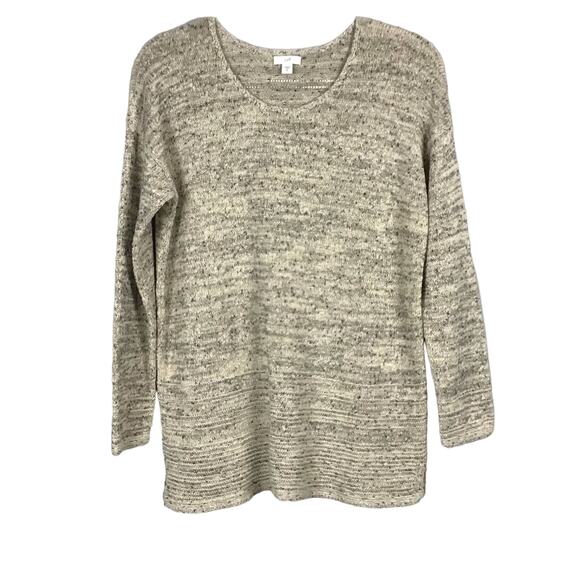 J. Jill Pure Marled Cowhide Speckle Textured Round Neck Pullover Sweater sz M - Picture 1 of 9